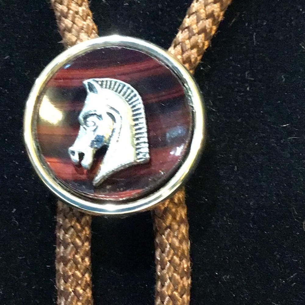 Bolo tie with horse medallion slide